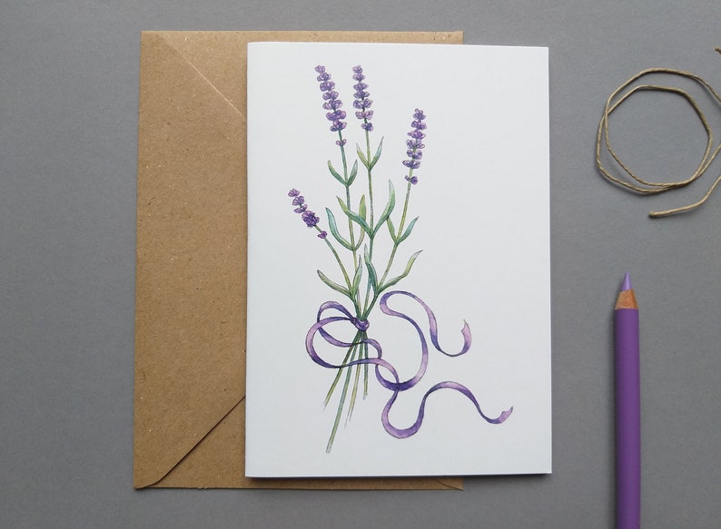 Grußkarte Lavendel mit Umschlag, 10,5 x 14,8 cm, 300 g/m² Mattpapier, Klappkarte