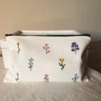 Handbemaltes Federmäppchen aus Stoff mit Wildblumenmuster, 21 x 13 cm, für Schule und Kosmetik