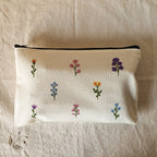 Handbemaltes Federmäppchen aus Stoff mit Wildblumenmuster, 21 x 13 cm, für Schule und Kosmetik