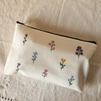 Handbemaltes Federmäppchen aus Stoff mit Wildblumenmuster, 21 x 13 cm, für Schule und Kosmetik