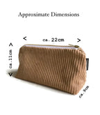 Breitcord Zip-Beutel Make-up Kosmetiktasche mit Reißverschluss, Baumwoll-Cord, 22 x 11 x 9 cm, Schwarz