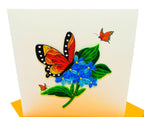 Quilling Grußkarte mit Schmetterling und Blumen, handgefertigte Blankokarte, 16 cm x 15 cm, mit Umschlag