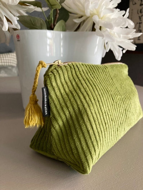 Breitcord Zip-Beutel Make-up Kosmetiktasche mit Reißverschluss, Baumwoll-Cord, 22 x 11 x 9 cm, Schwarz