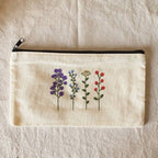 Handbemaltes Federmäppchen aus floralem Stoff mit Reißverschluss, 21 x 13 cm