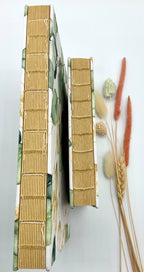 Notizbuch Skizzenbuch mit Stoffeinband Hardcover braunes Kraftpapier Eukalyptus Pflanzenmuster