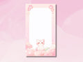 Sakura Katze Notizblock, 30 Seiten, 8x14 cm, Hellrosa, handgefertigt, kawaii Design
