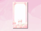 Sakura Katze Notizblock, 30 Seiten, 8x14 cm, Hellrosa, handgefertigt, kawaii Design