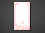 Sakura Katze Notizblock, 30 Seiten, 8x14 cm, Hellrosa, handgefertigt, kawaii Design