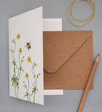 Grußkarte Butterblume mit Kuvert, Aquarell Klappkarte, 10,5 x 14,8 cm, 300g/m² Papier