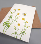 Grußkarte Butterblume mit Kuvert, Aquarell Klappkarte, 10,5 x 14,8 cm, 300g/m² Papier