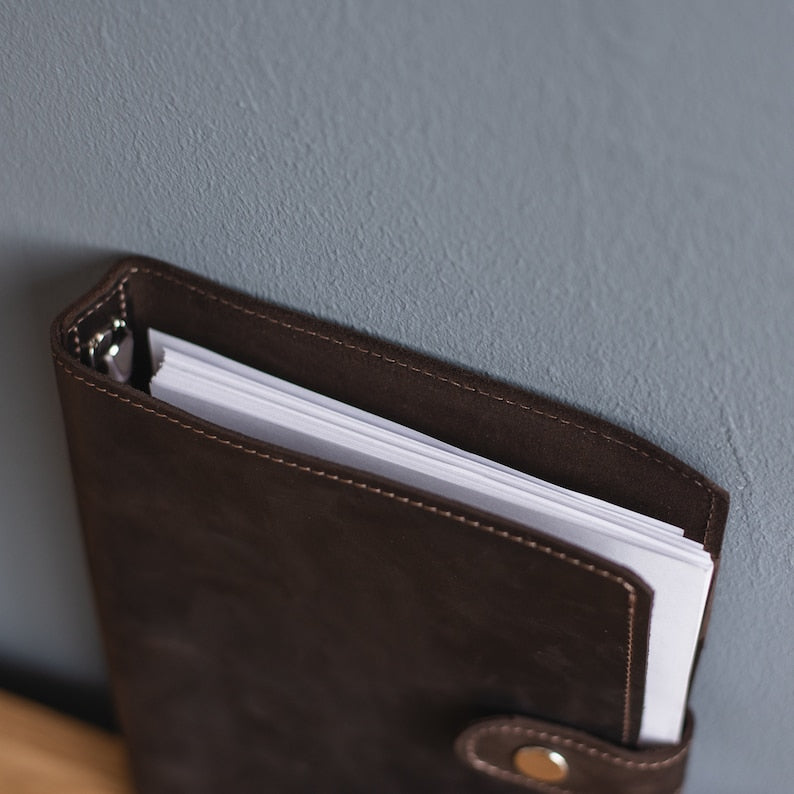 Leder Ordnerhülle für 3-Ring und 6-Ring A5 A4 Ringbuch