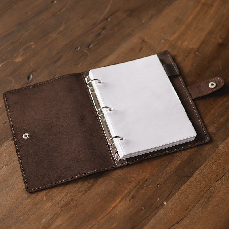 Leder Ordnerhülle für 3-Ring und 6-Ring A5 A4 Ringbuch
