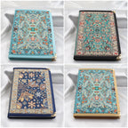 Notizbuch mit blauem Webstoffeinband und aztekischem Kelim-Muster, 14,2 x 20,3 cm, liniert, 100 Seiten