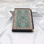 Notizbuch mit blauem Webstoffeinband und aztekischem Kelim-Muster, 14,2 x 20,3 cm, liniert, 100 Seiten