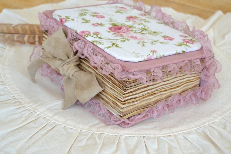 Junk Journal Vintage Rosen Stoff Notizbuch A6 500 Seiten handgemacht leer zum