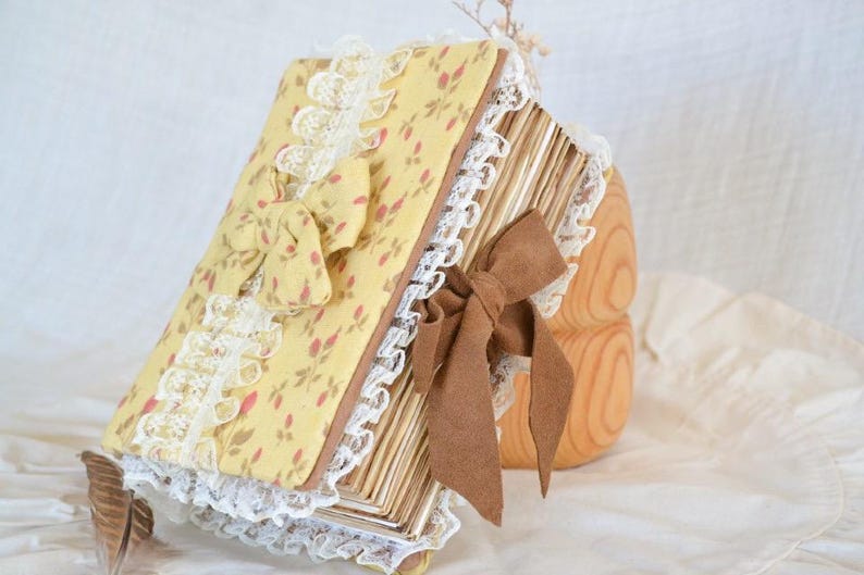Junk Journal A6 Handgemacht Vintage Blumen Stoff Notizbuch Leer 500 Seiten