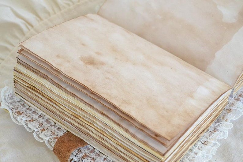 Junk Journal A6 Handgemacht Vintage Blumen Stoff Notizbuch Leer 500 Seiten