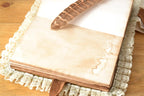 Handgefertigtes Vintage Stoff Notizbuch A6, 500 Seiten, Leer, Koptische Bindung, Mit Lederbändchen