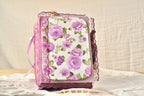 Handgemachtes Junk Journal A6 mit lila Rosen Vintage Stoff, 500 Seiten, leer