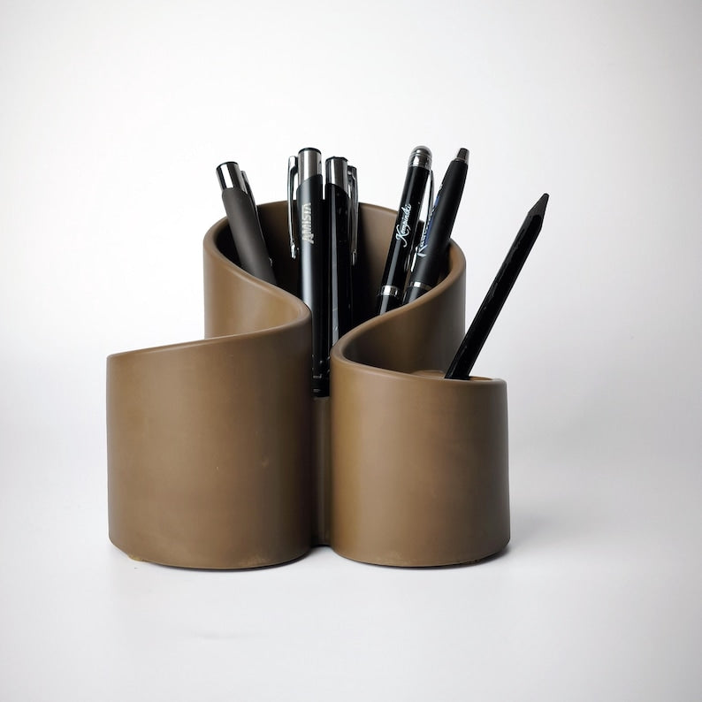 Schreibtisch-Organizer aus Polymergips, Stifte- und Pinselhalter, minimalistische Bürodekoration