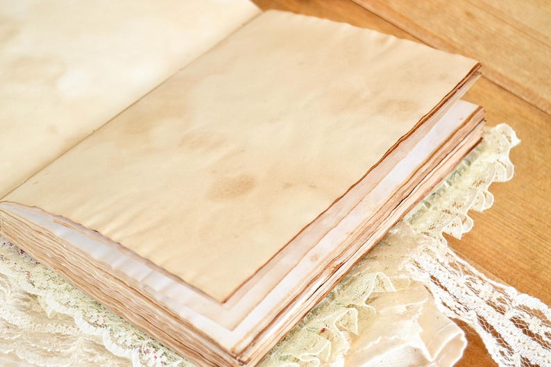 Baumwollstoff mit roten Rosen und Spitze, Vintage-Stil Notizbuch, A6, 500 Seiten, leer