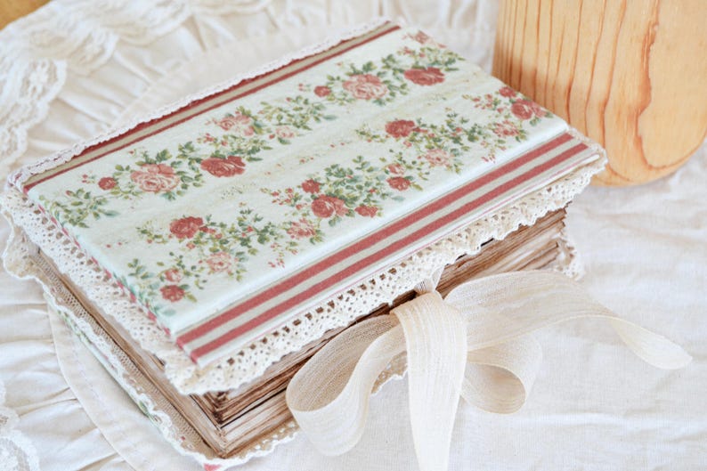 Rotes Rosen A6 Hardcover Stoff Vintage Stil 500 Seiten leer