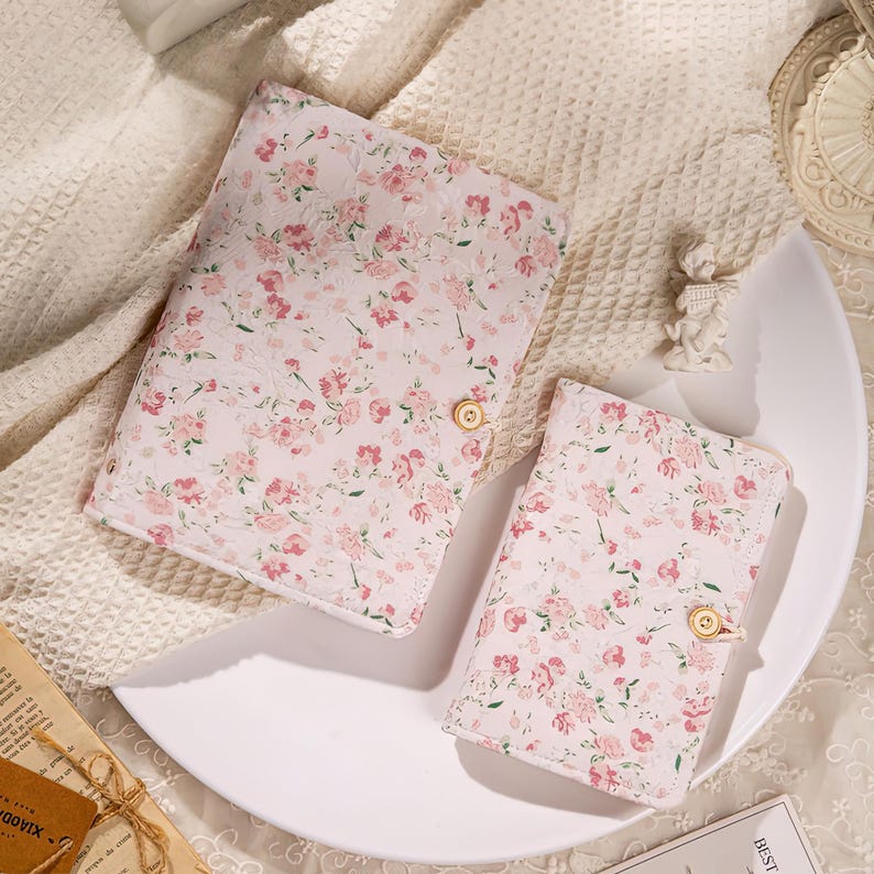A6 A5 Retro Notizblock aus Stoff mit Blumenmuster, handgemachtes Hardcover Notizbuch mit austauschbaren Loseblattseiten