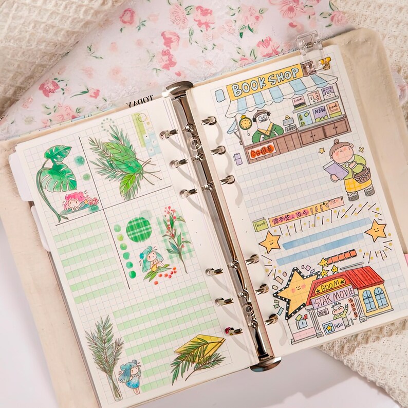 A6 A5 Retro Notizblock aus Stoff mit Blumenmuster, handgemachtes Hardcover Notizbuch mit austauschbaren Loseblattseiten
