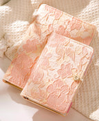 A6 A5 Losesblatt Notizbuch mit handbesticktem Rosen-Blumen-Stoffeinband, Hardcover, Binder Ringe, Cloth Cover Planner