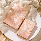 A6 A5 Losesblatt Notizbuch mit handbesticktem Rosen-Blumen-Stoffeinband, Hardcover, Binder Ringe, Cloth Cover Planner