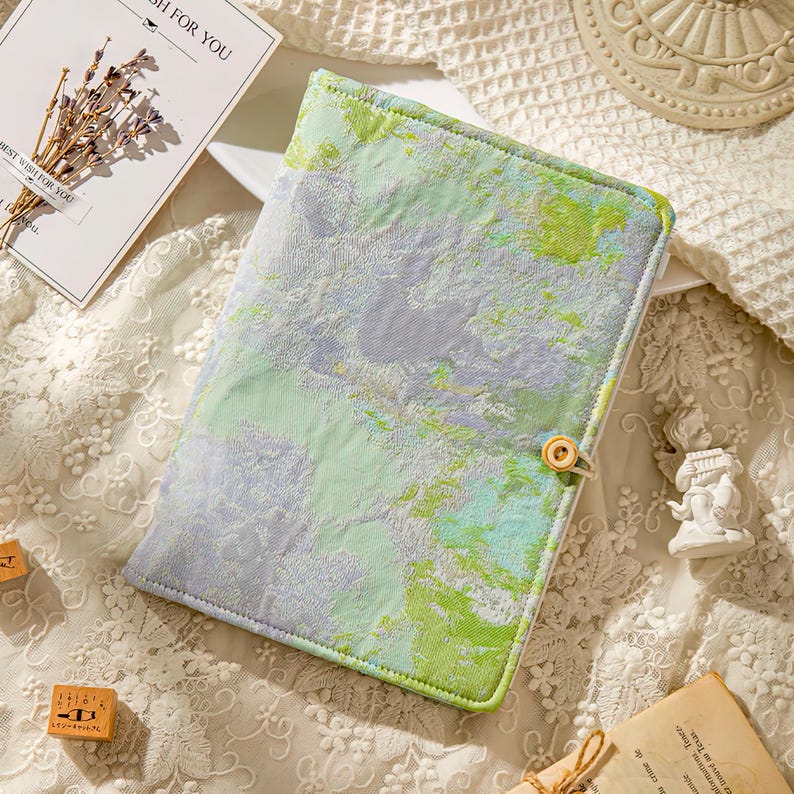 Handgemachter Notizblock A6 A5 mit Stoff-Hardcover, austauschbaren Loseblattseiten, Journal