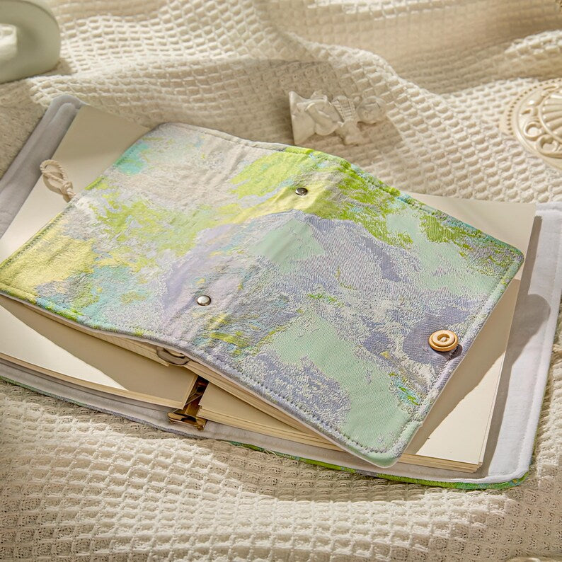 Handgemachter Notizblock A6 A5 mit Stoff-Hardcover, austauschbaren Loseblattseiten, Journal