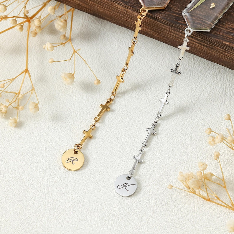 Lesezeichen aus Kunstharz mit Trockenblumen und Goldfolie, Edelstahlrahmen in Gold oder Silber, Botanisches Lesezeichen mit Kreuzkette