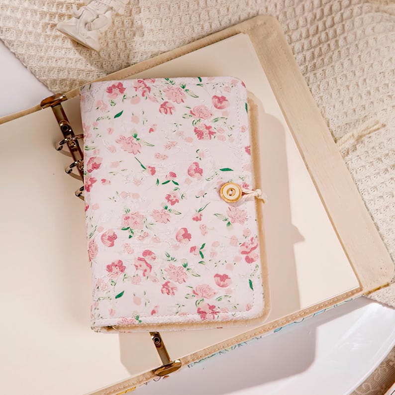 A6 A5 Retro Notizblock aus Stoff mit Blumenmuster, handgemachtes Hardcover Notizbuch mit austauschbaren Loseblattseiten