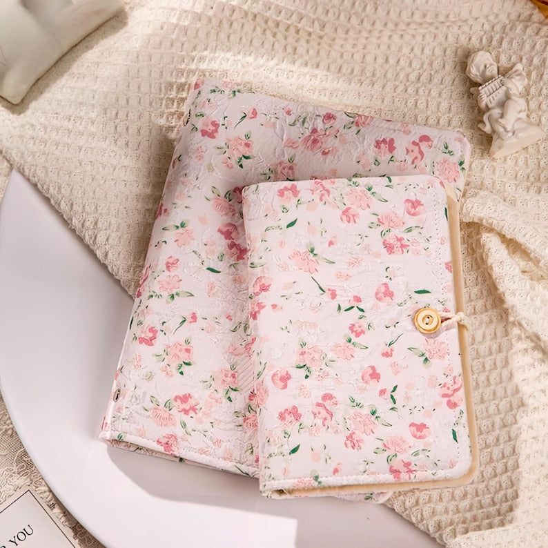 A6 A5 Retro Notizblock aus Stoff mit Blumenmuster, handgemachtes Hardcover Notizbuch mit austauschbaren Loseblattseiten
