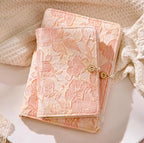A6 A5 Losesblatt Notizbuch mit handbesticktem Rosen-Blumen-Stoffeinband, Hardcover, Binder Ringe, Cloth Cover Planner