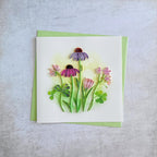 Quilling Grußkarte Wildblumen 15x15 cm handgefertigte 3D Papierkunst mit Umschlag