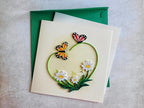 Quilling Karte Schmetterling & Blumen – Handgemachte 3D Grußkarte – 15 x 15 cm – Mit Umschlag und Einlegeblatt