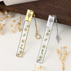 Botanisches Lesezeichen mit gepresster Blume, Harz Seitenmarkierung, Gold oder Silber, handgefertigt