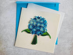 Quilling Grußkarte Hortensienstrauß – Handgefertigte 3D Papierkunst Blumenkarte 15 x 15 cm mit Umschlag