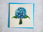 Quilling Grußkarte Hortensienstrauß – Handgefertigte 3D Papierkunst Blumenkarte 15 x 15 cm mit Umschlag