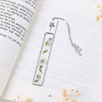 Botanisches Lesezeichen mit gepresster Blume, Harz Seitenmarkierung, Gold oder Silber, handgefertigt