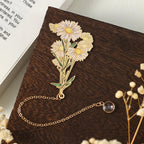 Geburtsstein Lesezeichen, Floral Metall Lesezeichen mit Geburtsstein Anhänger, Lesezeichen für Bücher,