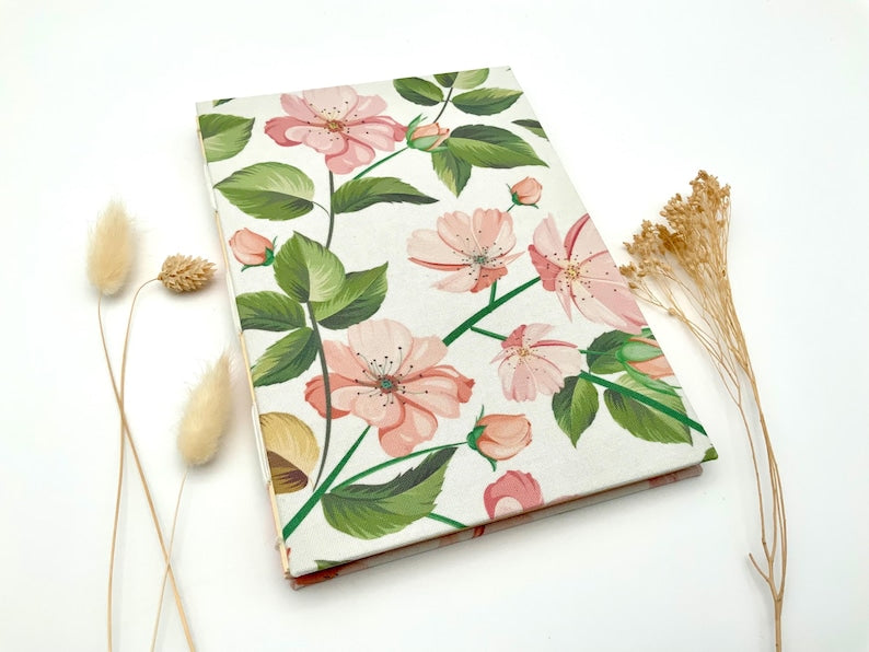 Handgebundenes Notizbuch Skizzenbuch Hardcover Blumendesign Buntes Papier