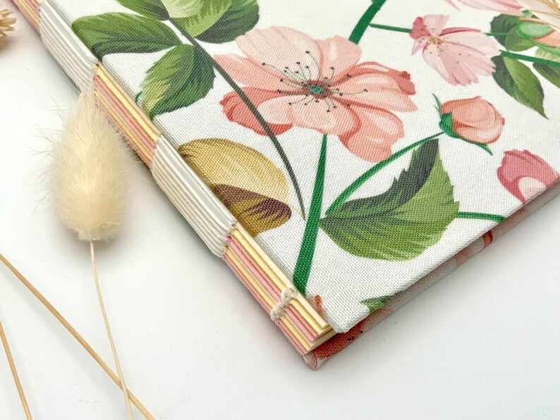Handgebundenes Notizbuch Skizzenbuch Hardcover Blumendesign Buntes Papier