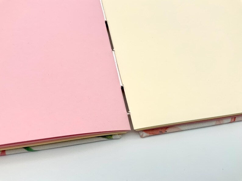 Handgebundenes Notizbuch Skizzenbuch Hardcover Blumendesign Buntes Papier
