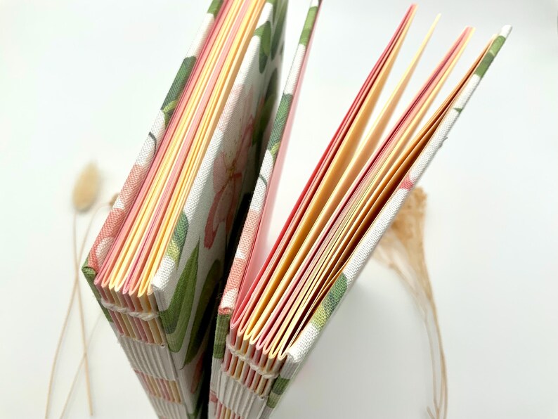 Handgebundenes Notizbuch Skizzenbuch Hardcover Blumendesign Buntes Papier