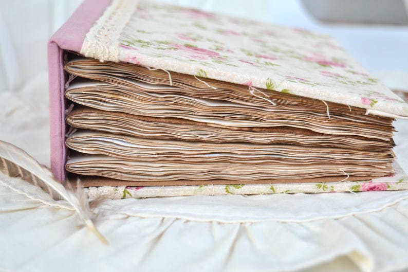 Junk Journal A5 Hardcover Stoffbezug Tee-Kaffee gefärbt 200 leere Seiten