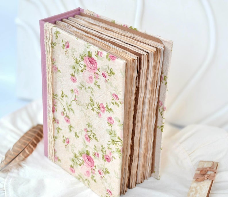 Junk Journal A5 Hardcover Stoffbezug Tee-Kaffee gefärbt 200 leere Seiten