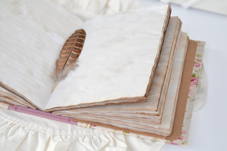 Junk Journal A5 Hardcover Stoffbezug Tee-Kaffee gefärbt 200 leere Seiten